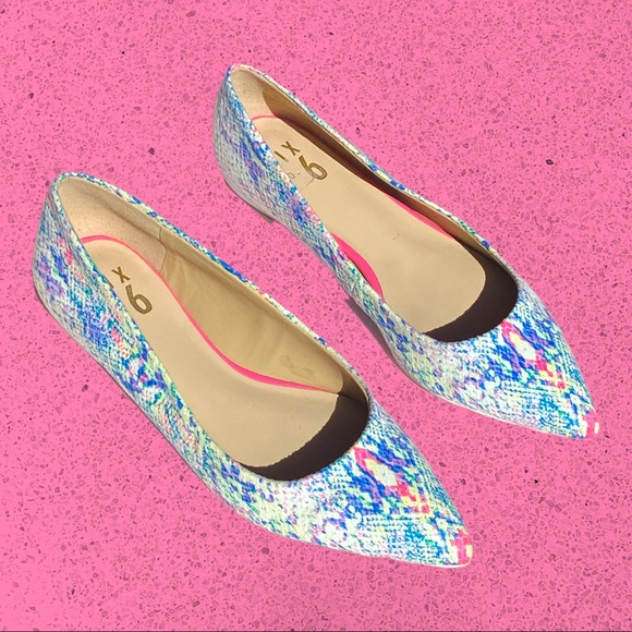 Mix No. 6 snakeskin multicolor flats - Picture 1 of 4